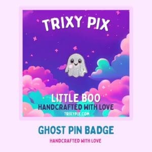 Little Boo - ghost resin pin badge. Glows in the dark.