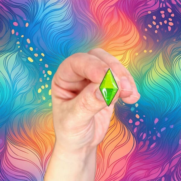 The Sims Green Diamond - Pin Badge - Close Up