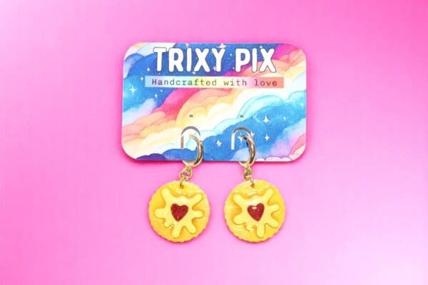Jammie Dodger Earrings - Flatlay Backing Card