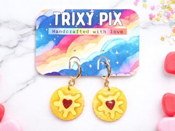 Jammie Dodger Earrings - Flatlay Backing Card Sweets