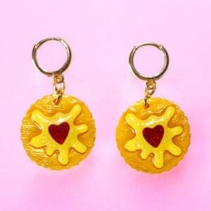 Jammie Dodger Earrings - Flatlay Pink