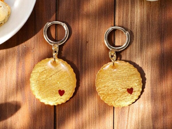 Jammie Dodger Earrings - Flatlay Table Back