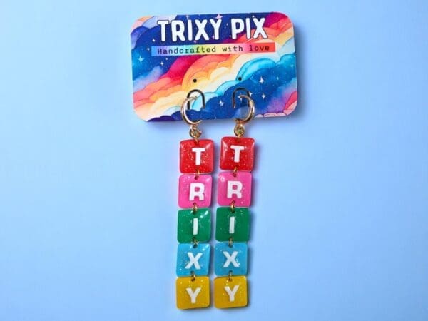 Custom Name Earrings - Backing Card - Blue