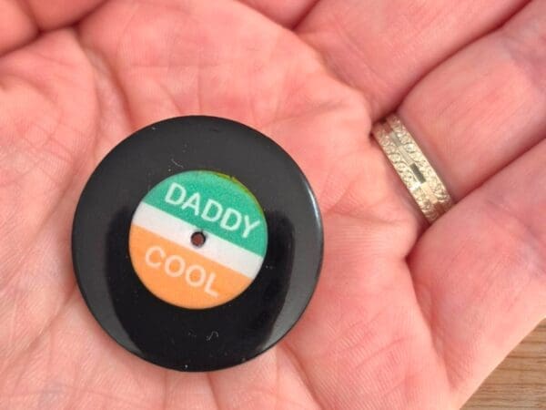 Vinyl Record Pin Badge - Hand Front