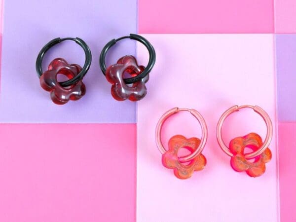 Flower Hoops Pink Red - Check