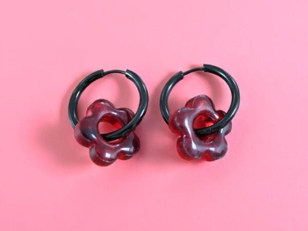 Flower Hoops Red