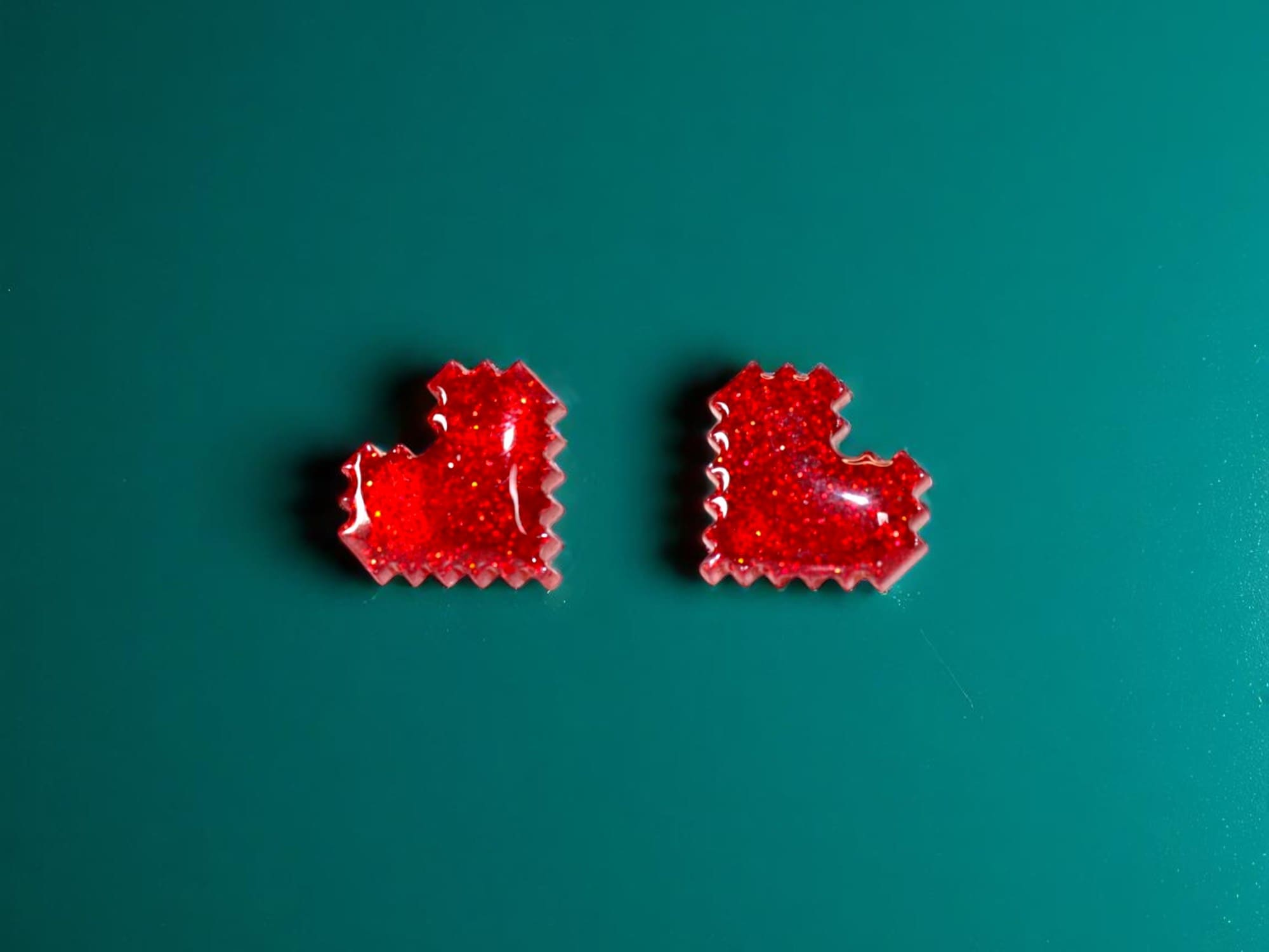 Red Pixel Heart Earrings